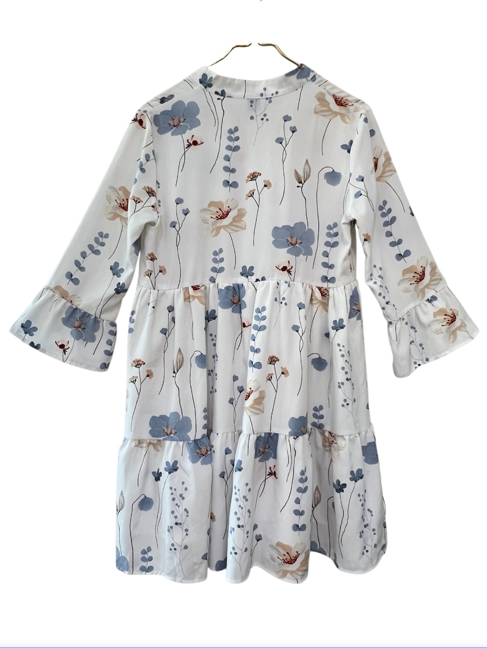 SHEIN LUNE Floral Print Mini Tiered Dress Notched V-Neck Small - Picture 4 of 10